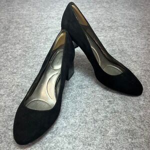 Bandolino Zora Black Block Heel Pumps Almond Toe Dress Shoes Career 9M